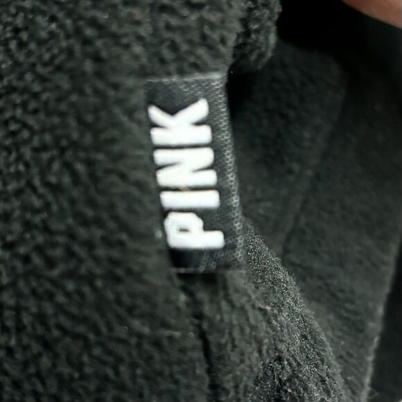 PINK Victoria's Secret Women’s Black Fleece Pullover 1/2 Zip Drawstring - Picture 8 of 8